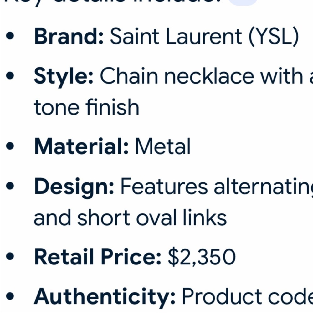 Women’s Saint Laurent gold tone necklace with alternating links - Picture 8 of 9